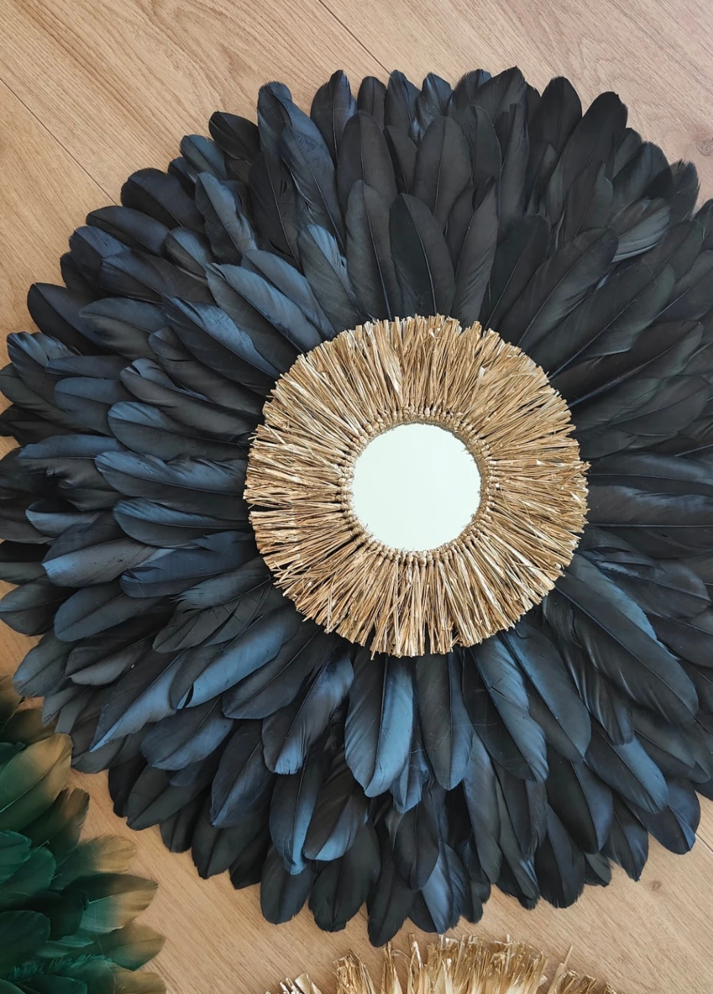 Feather Wall Mirror Decor - pick your size and color ! - photo 4