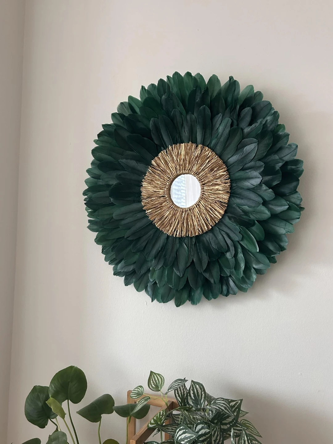 Feather Wall Mirror Decor - pick your size and color ! - photo 5