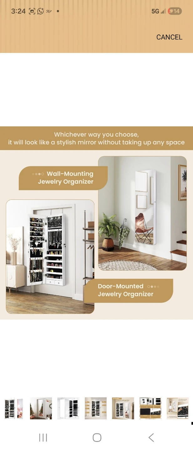 Door Mounted Jewelry Organizer with Full Length Mirror - photo 4
