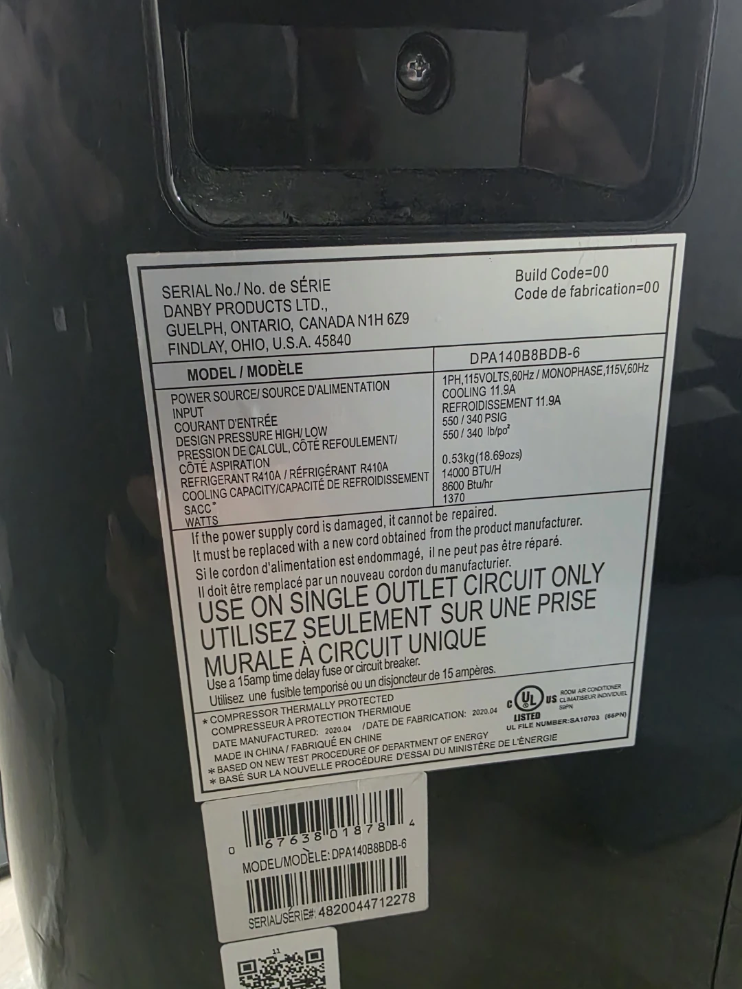 Danby DPA1408B8B-DB Portable Air Conditioner - photo 2