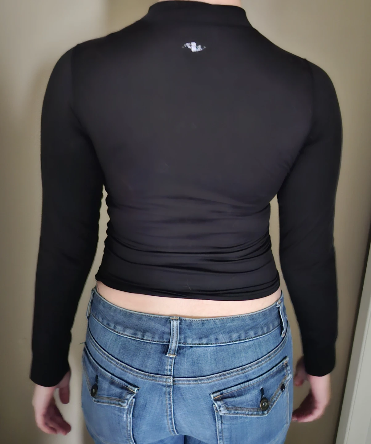 Black Long Sleeve Mock Neck Zip Top - photo 3