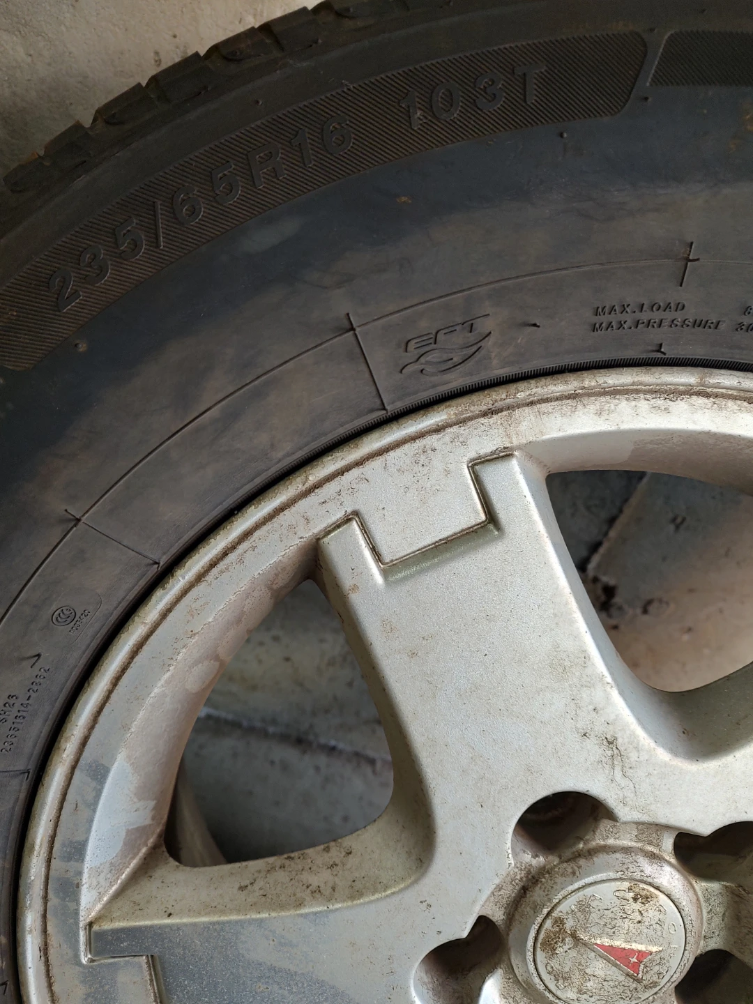Set of 4 Used Tires on Rims.