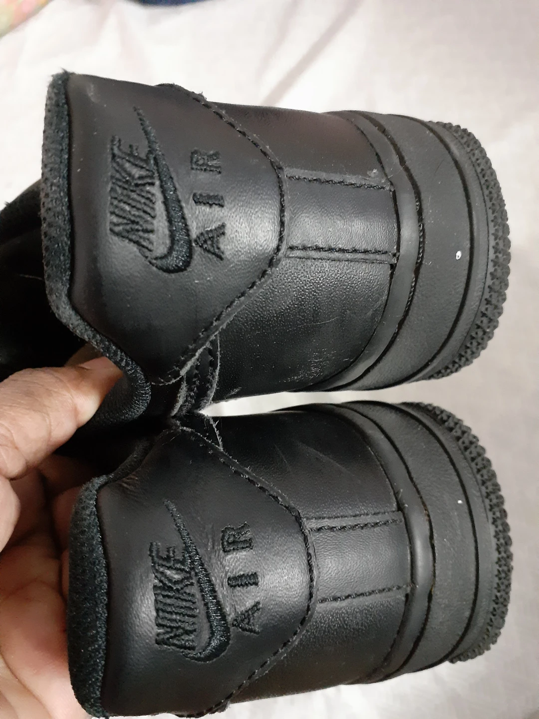 Nike Air Force 1 Black Leather Sneakers - photo 2