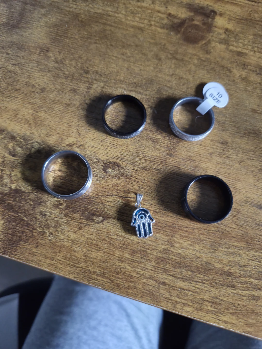 Mixed Lot of Rings and Hamsa Pendant