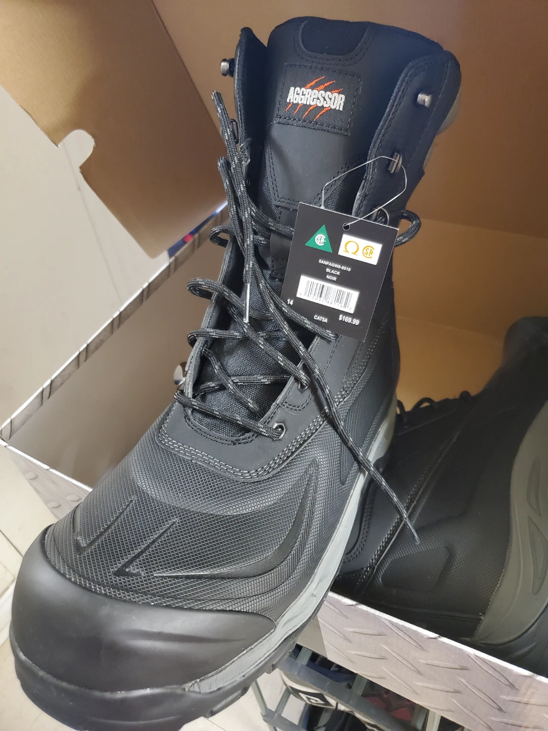 Aggressor Black Work Boots Size 14 - photo 5