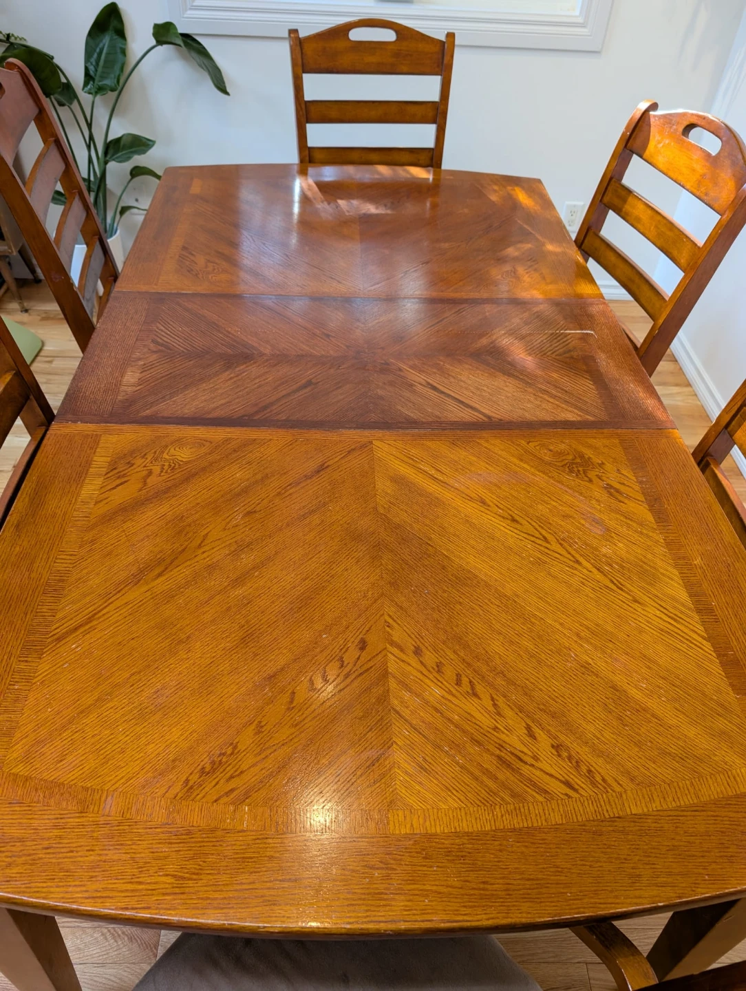 Free Wooden Dining Table with Extension Leaf and Chairs - photo 2