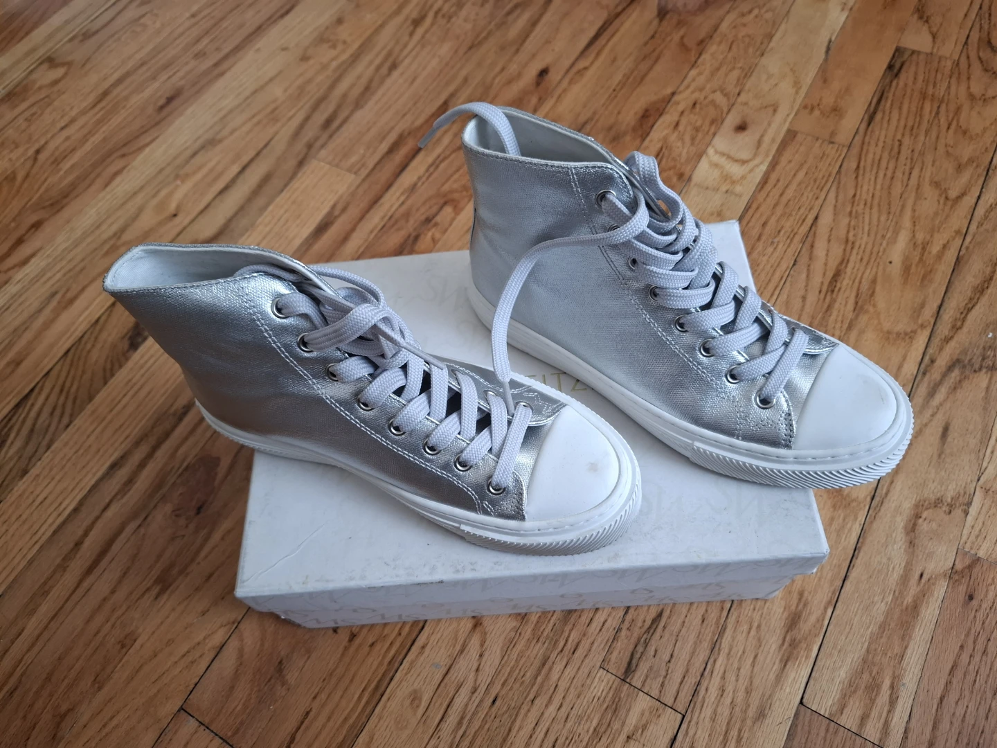 Stuart Weitzman Silver High-Top Sneakers