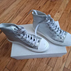 Stuart Weitzman Silver High-Top Sneakers