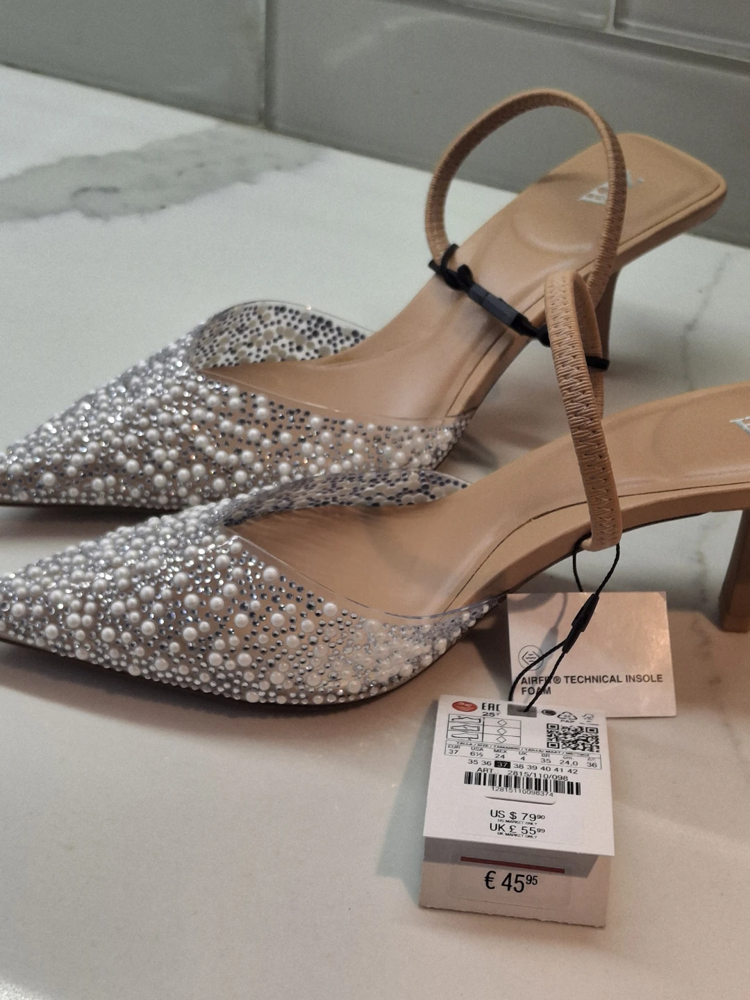 ZARA Women's Embellished Slingback Heels - Size 37 - photo 4