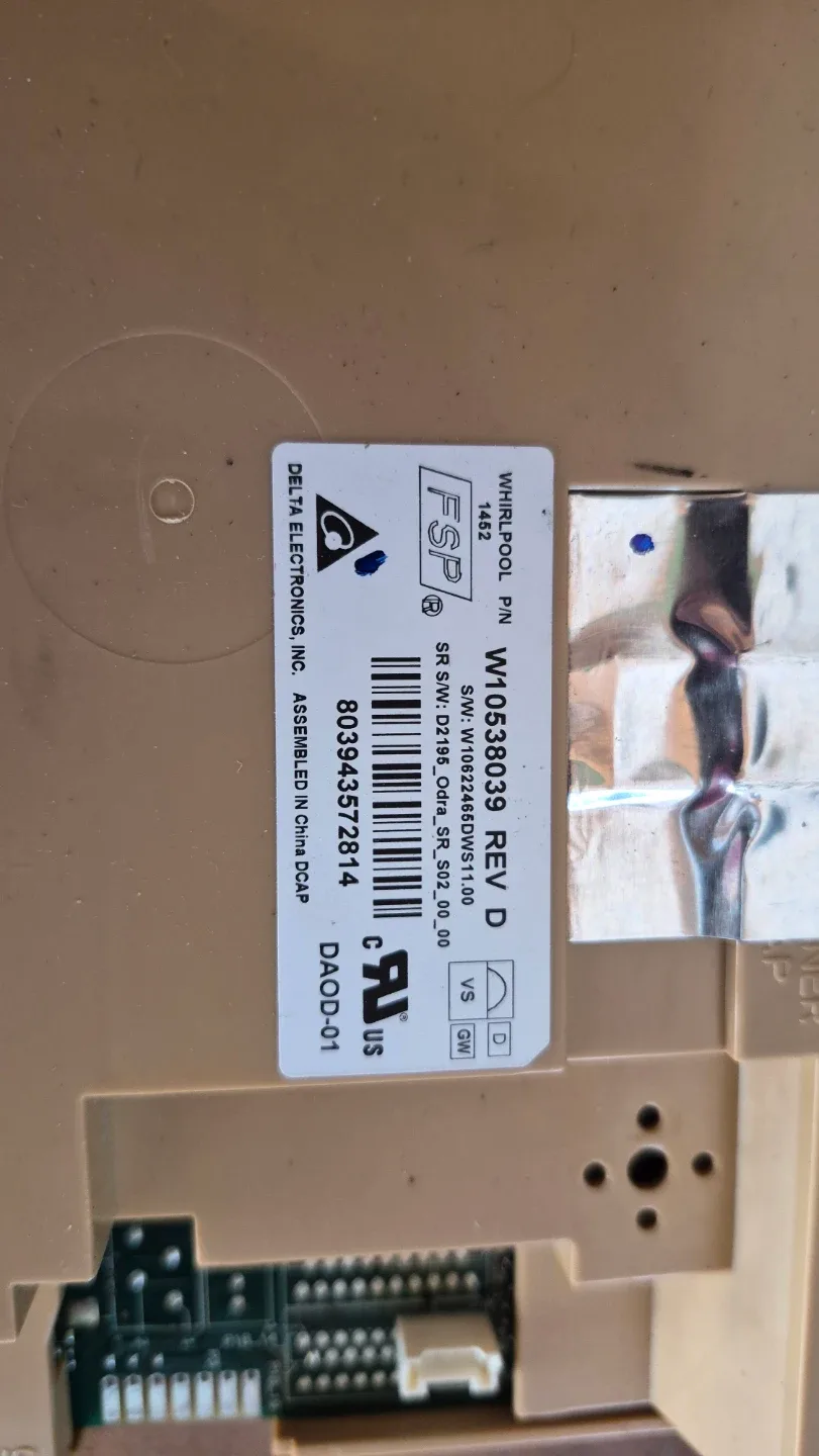 Whirlpool W10538039 Control Board