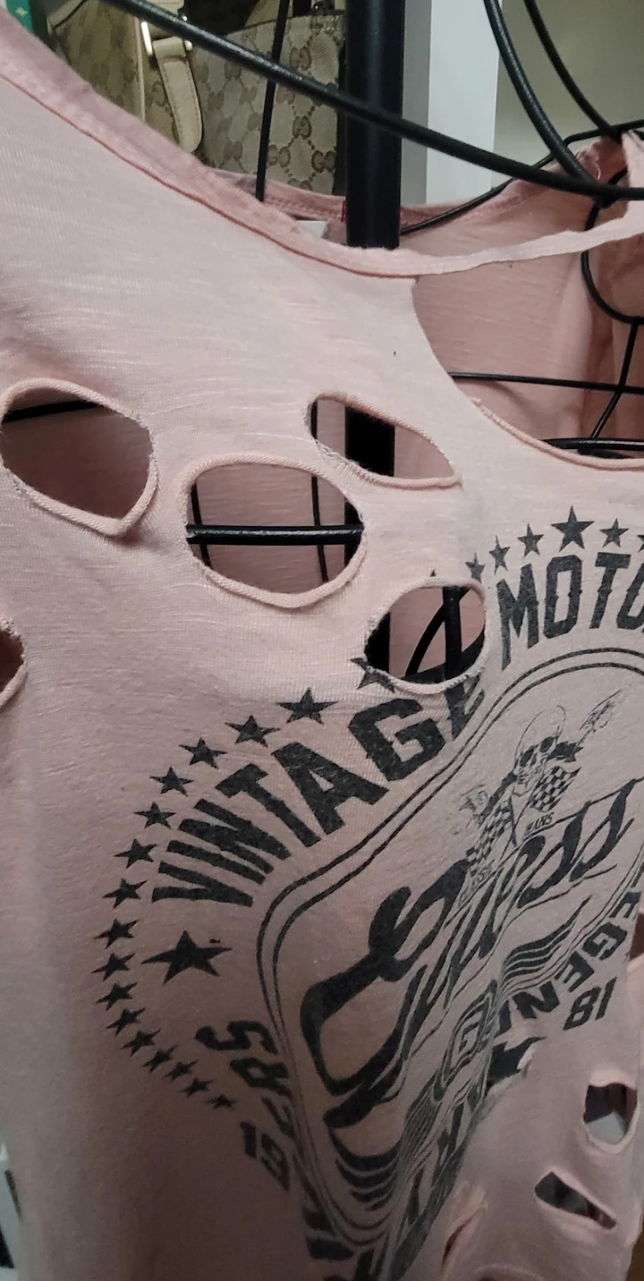 Guess Pink "Vintage Motorcycle" Distressed T-Shirt M/M - photo 2