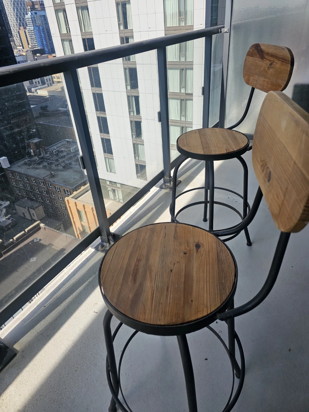 Wooden Seat Bar Stools with Metal Frame - photo 2