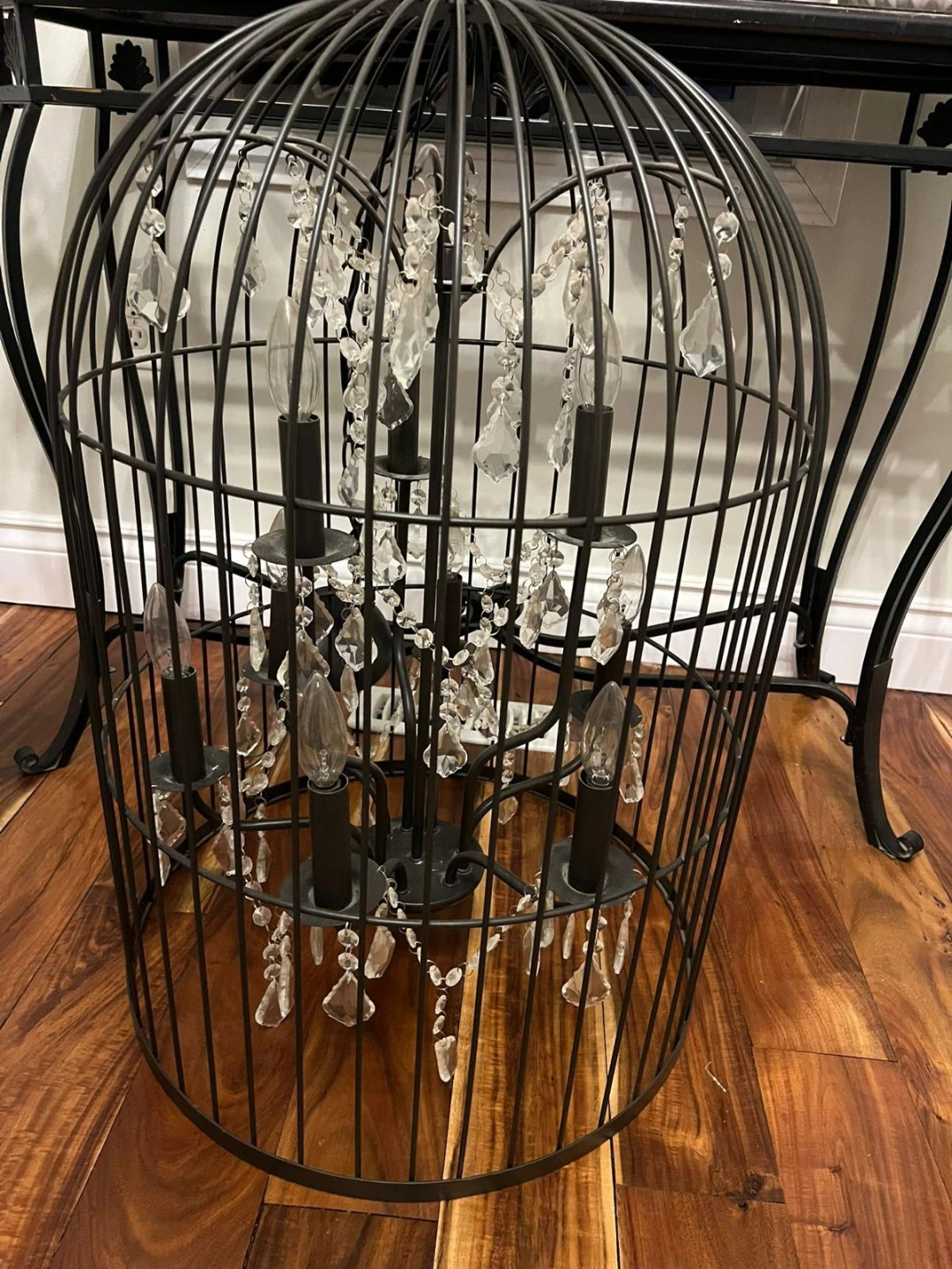 Black Birdcage Chandelier with Crystal Accents - photo 2