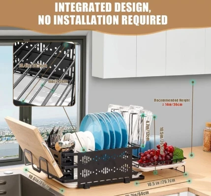 Expandable Dishwasher Rack with Cutlery Holder & Cup Holder