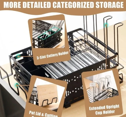 Expandable Dishwasher Rack with Cutlery Holder & Cup Holder - photo 3