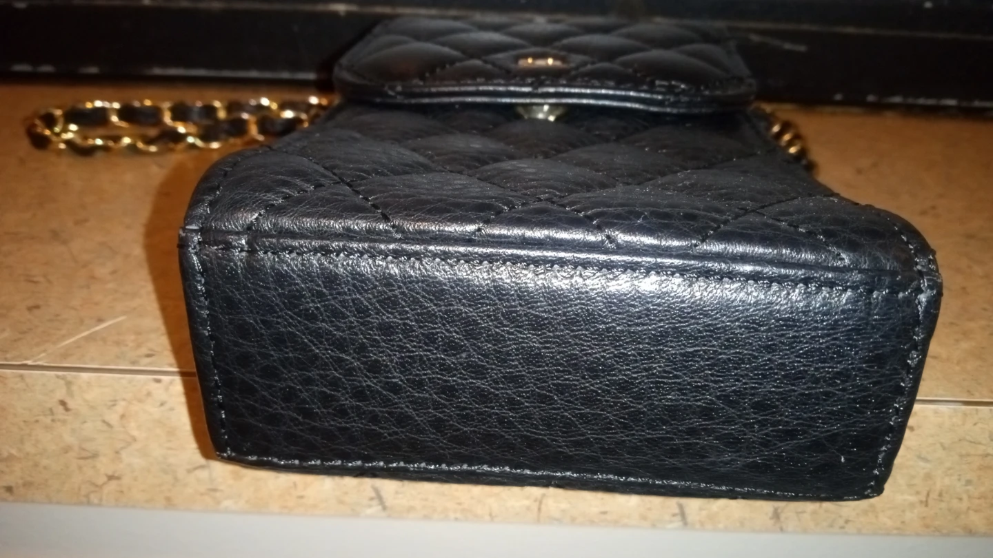 Black Quilted Phone Wallet with Chain Strap - photo 3