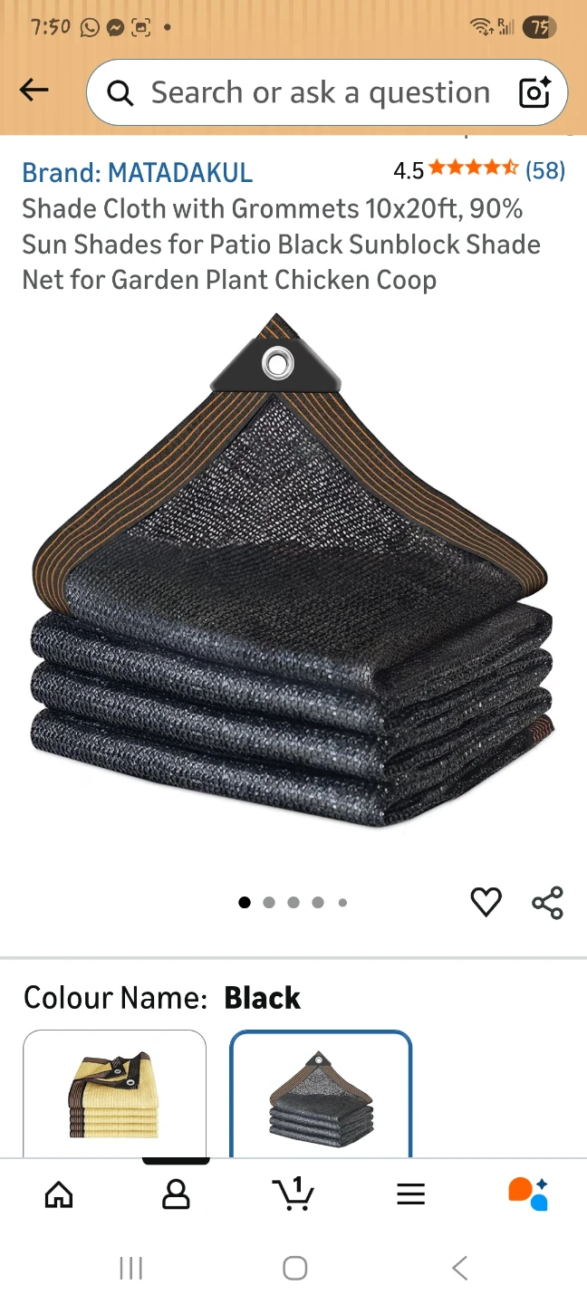 Shade Cloth 10x20ft Black 90% UV Blockage