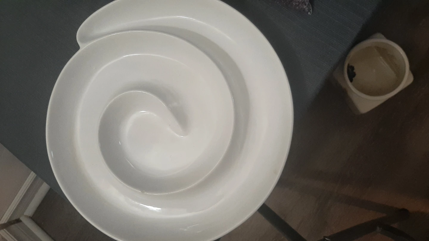 White Swirl Serving Bowl