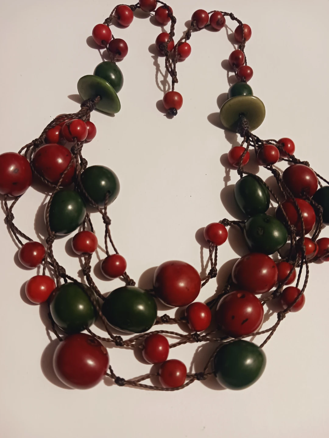 Red and Green Beaded Statement Necklace