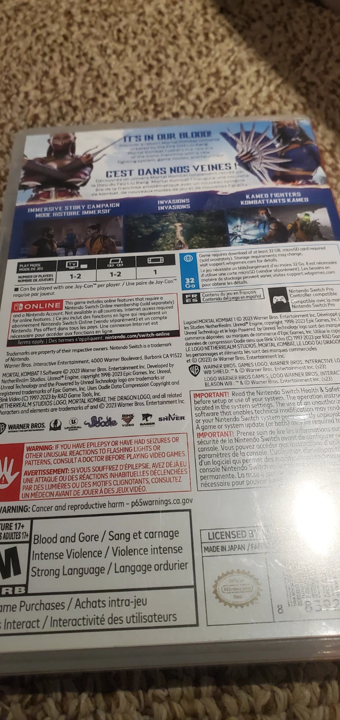 Nintendo Switch Mortal Kombat 1 Game - photo 2
