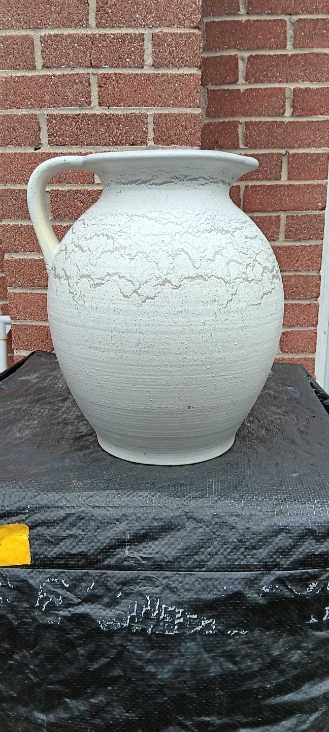 Large White Ceramic Pitcher with Handle