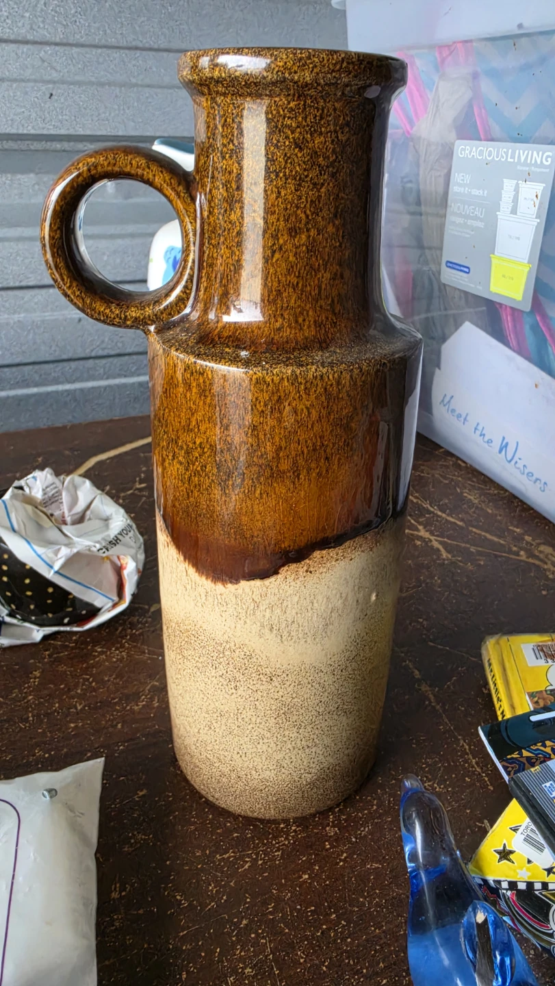 Brown Ceramic Vase with Handle