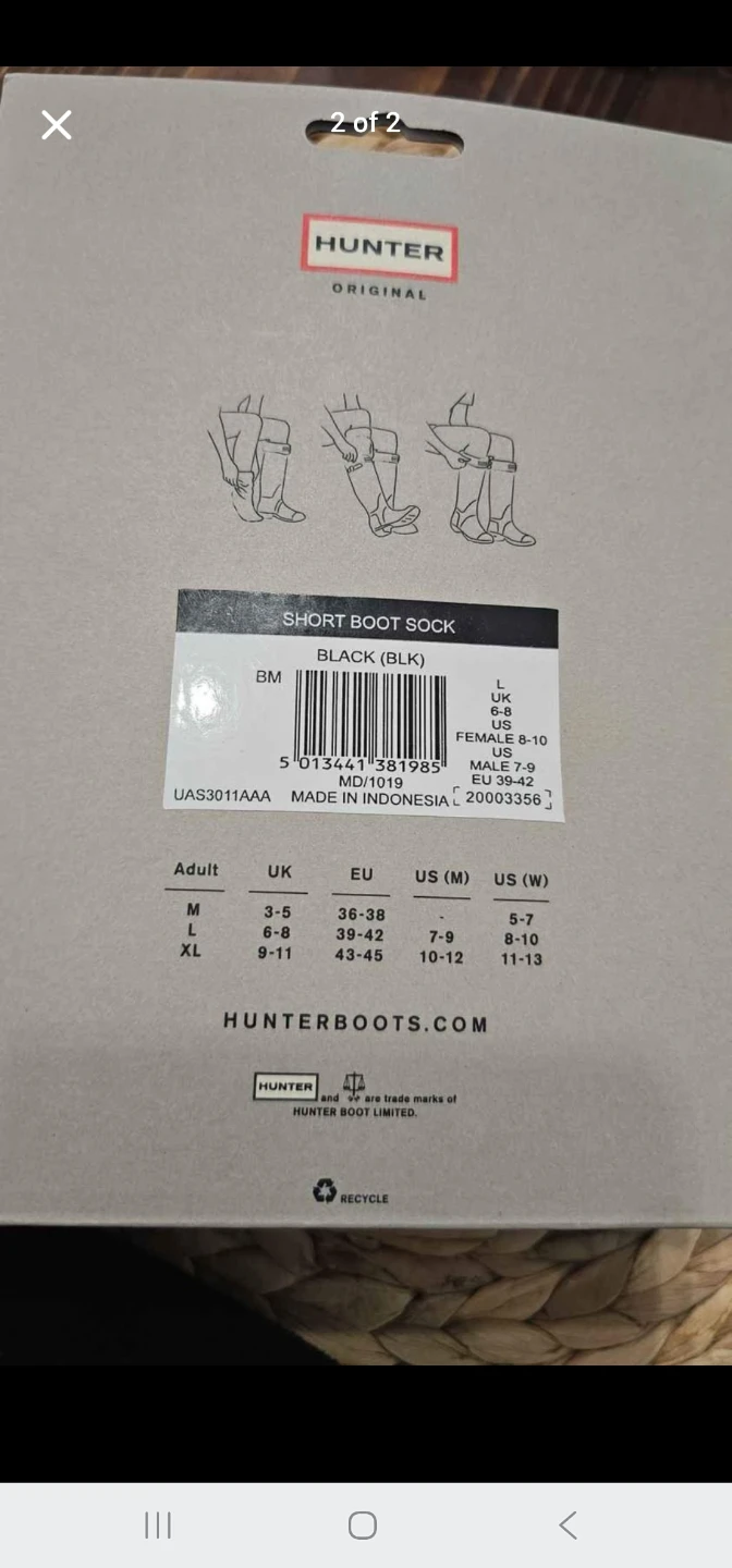 Hunter Original Black Fleece Short Boot Socks - photo 2