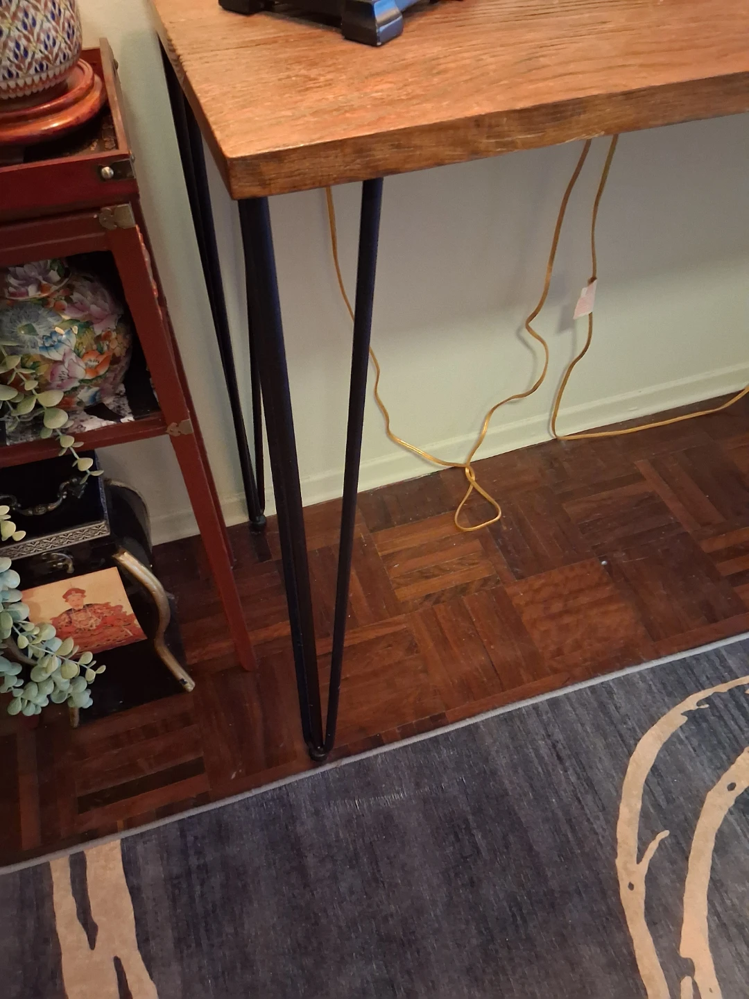 Wooden Console Table with Black Metal Legs - photo 2