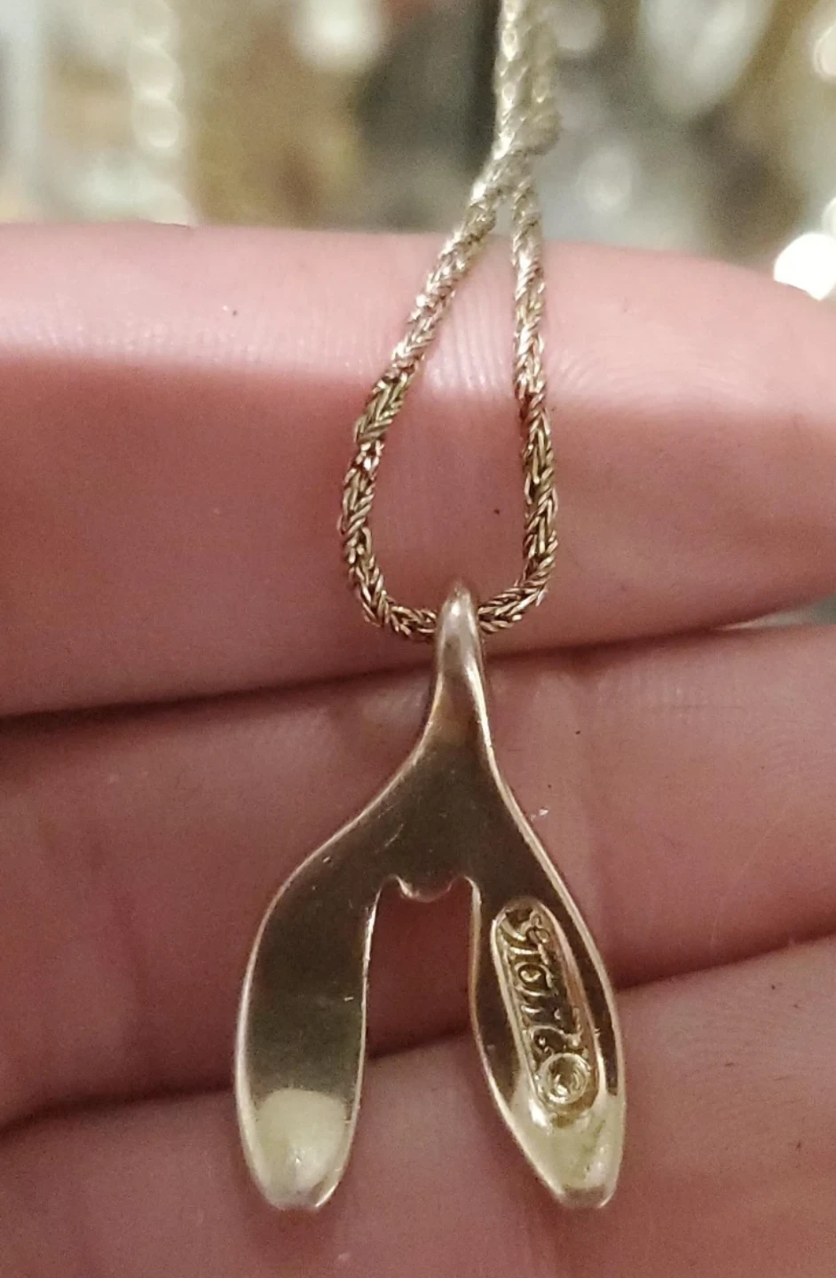 Gold Mistletoe Necklace with Small Gem - photo 3
