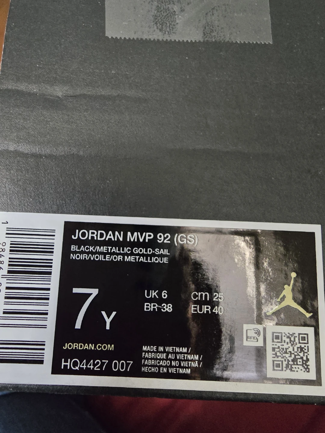 Jordan MVP 92 (GS) Shoes Black/Metallic Gold-Sail Size 7Y - photo 3
