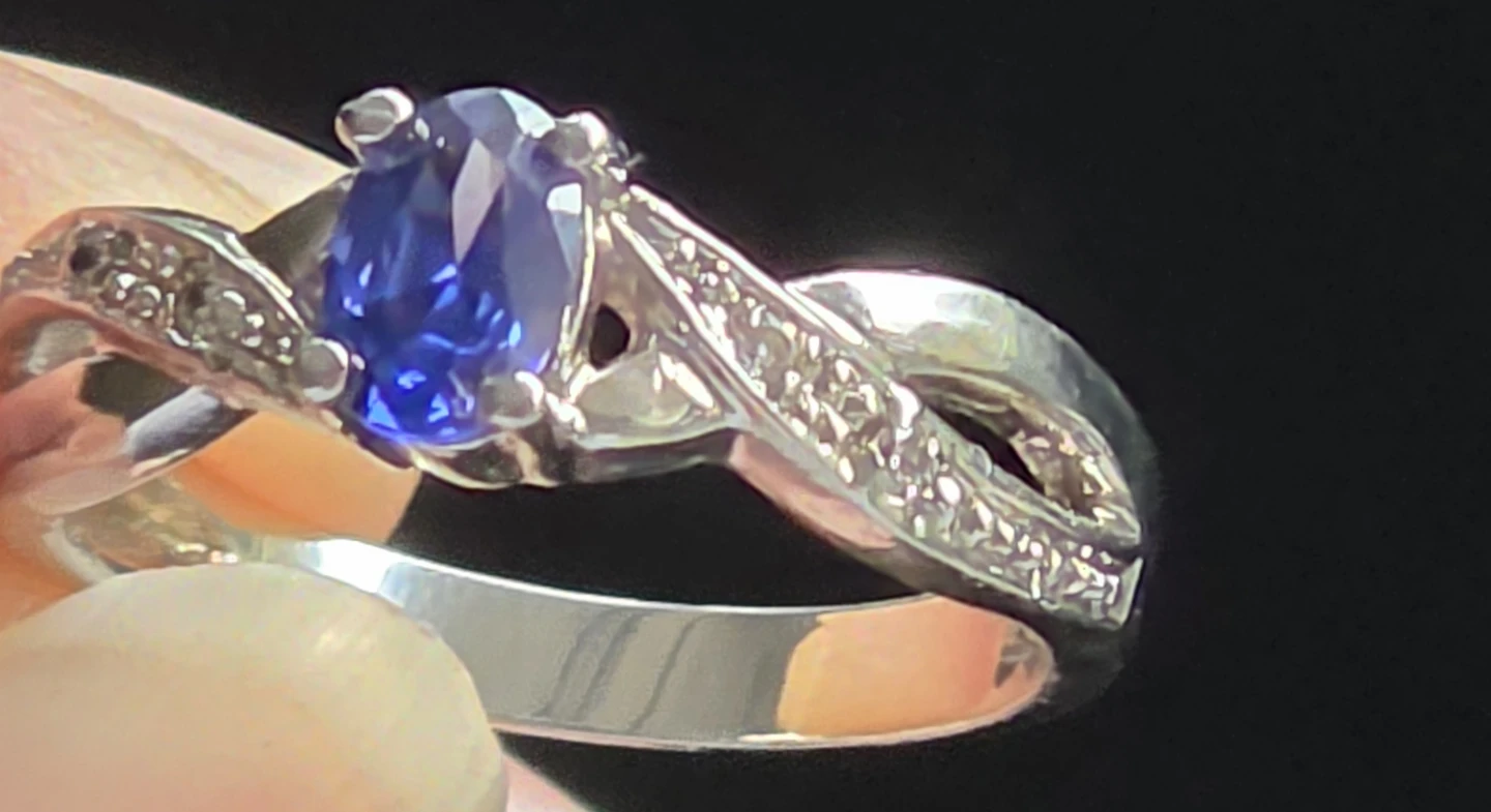 14k. White Gold blue Sapphire Ring vintage - photo 2