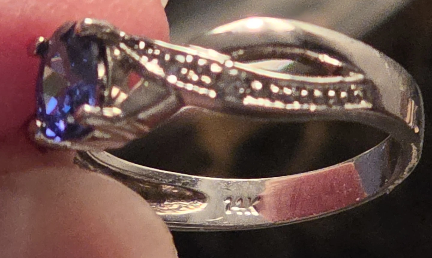 14k. White Gold blue Sapphire Ring vintage - photo 5