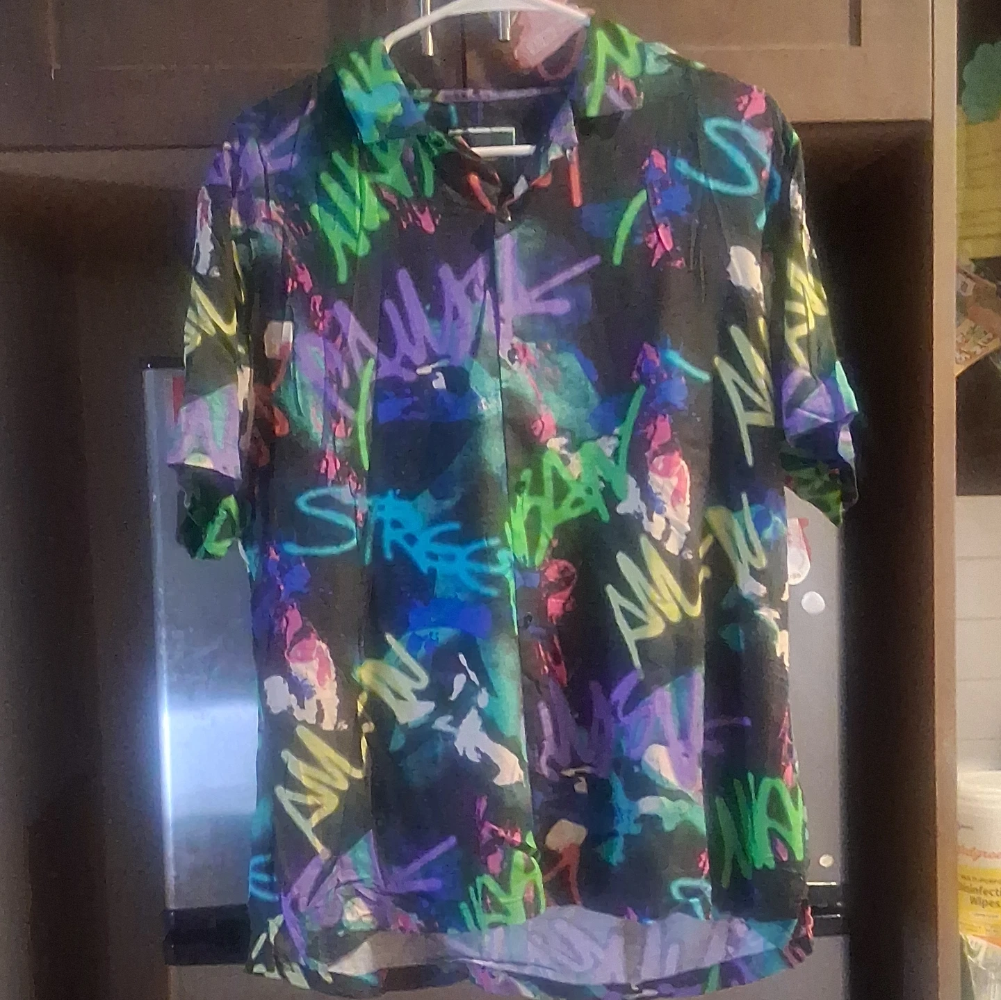 CACTUS MAN RICKY SINGH Graffiti Short Sleeve Button Up Shirt XL