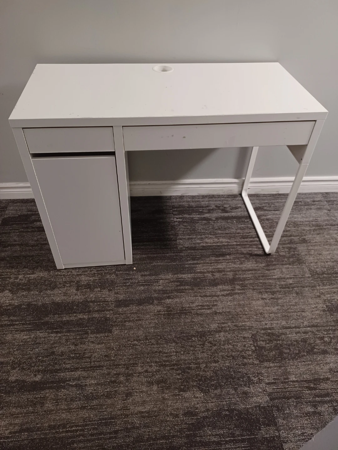 White Compact Desk with Drawers