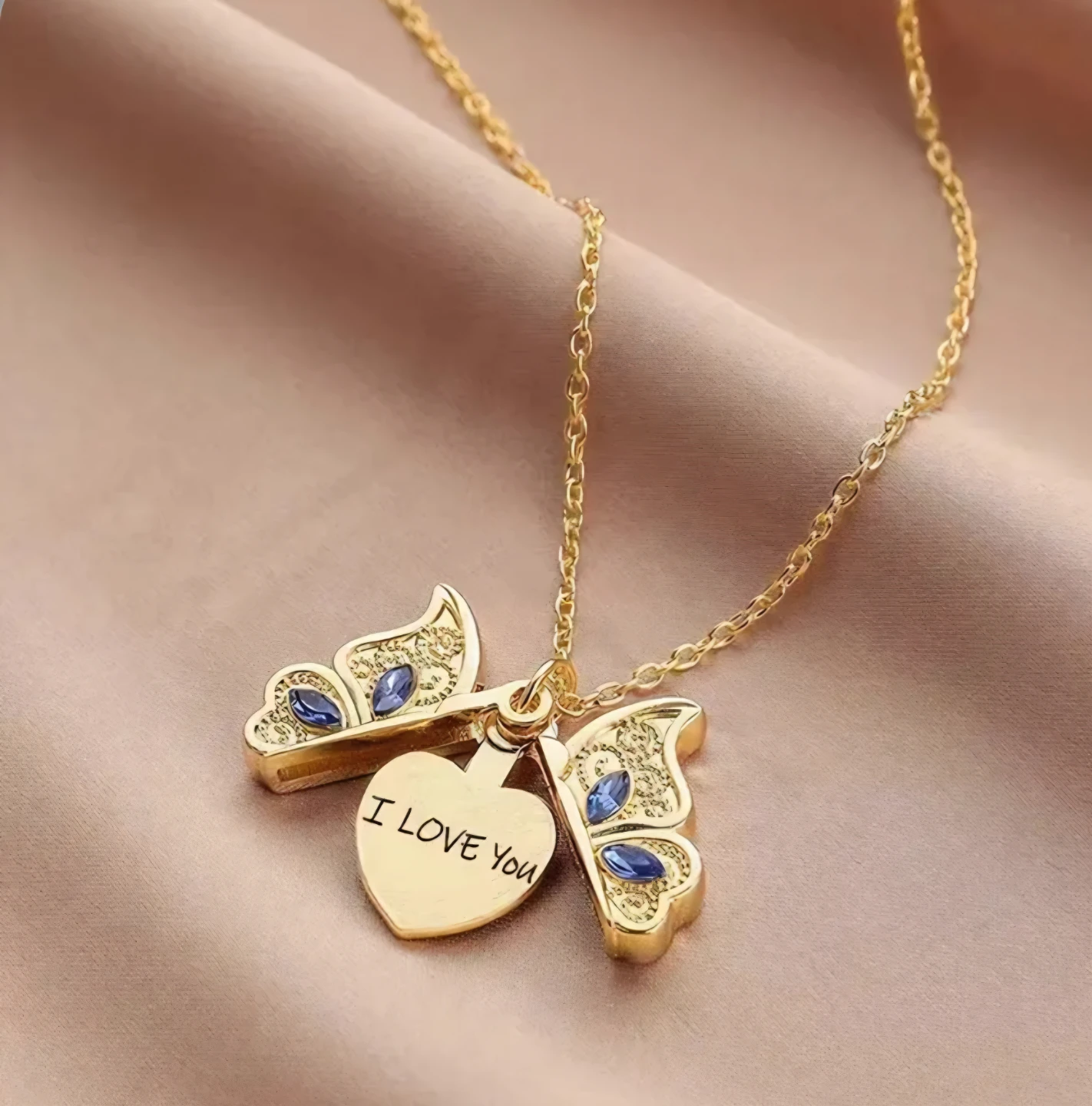 "I Love You Letter" Heart Pendant  Necklace - Gold Toned - photo 4