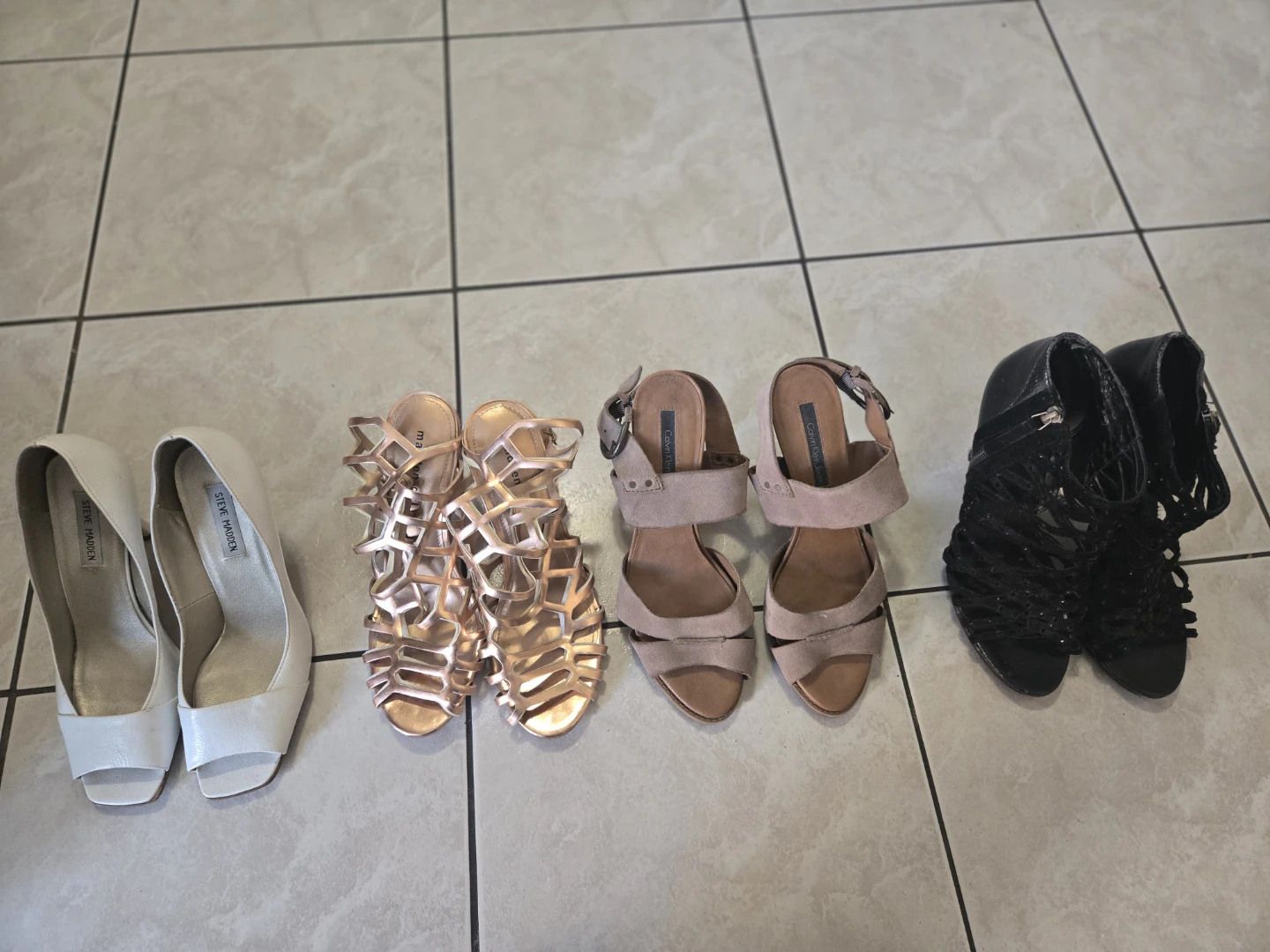 Calvin Klein Jeans Beige Suede Block Heel Sandals