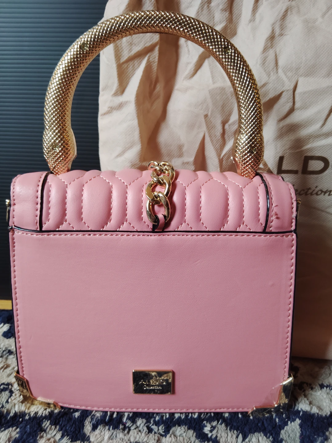 ALDO Collection Pink Quilted Handbag with Gold Chain - photo 3