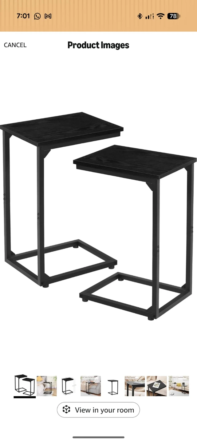 Black C-Shape Couch Table - photo 3
