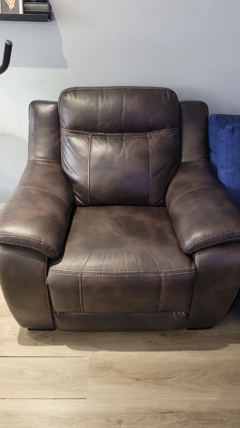 Brown Leather Recliner Chair with USB Ports
