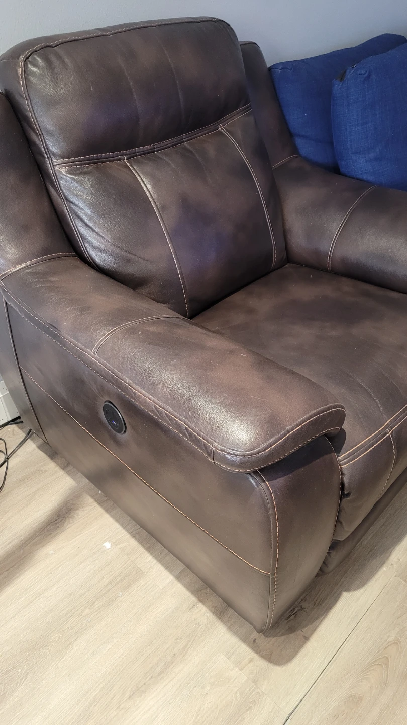Brown Leather Recliner Chair with USB Ports - photo 2