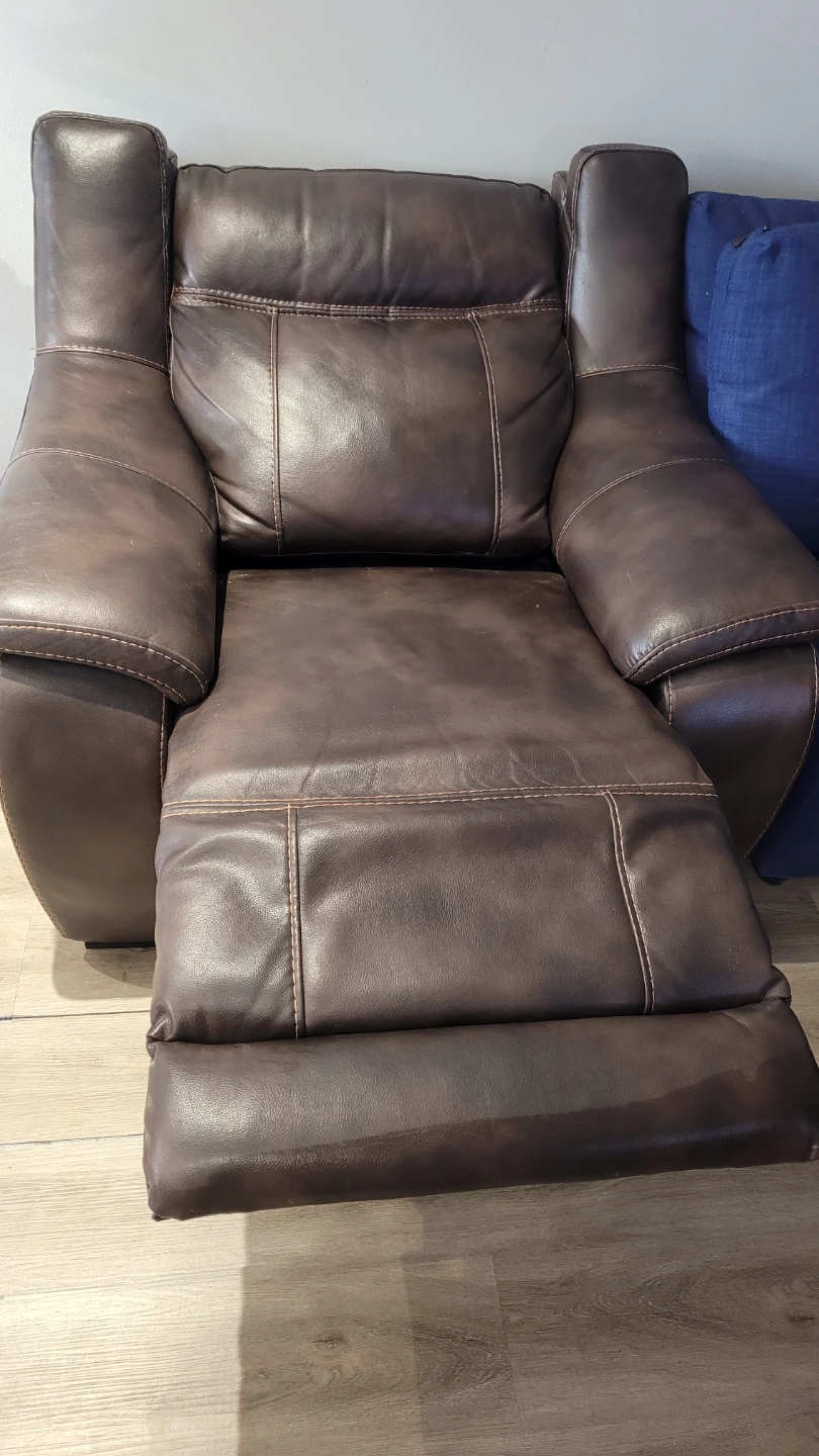 Brown Leather Recliner Chair with USB Ports - photo 3