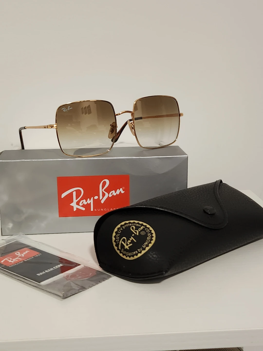 Ray-Ban RB1971 Square Gold NEW Full Set