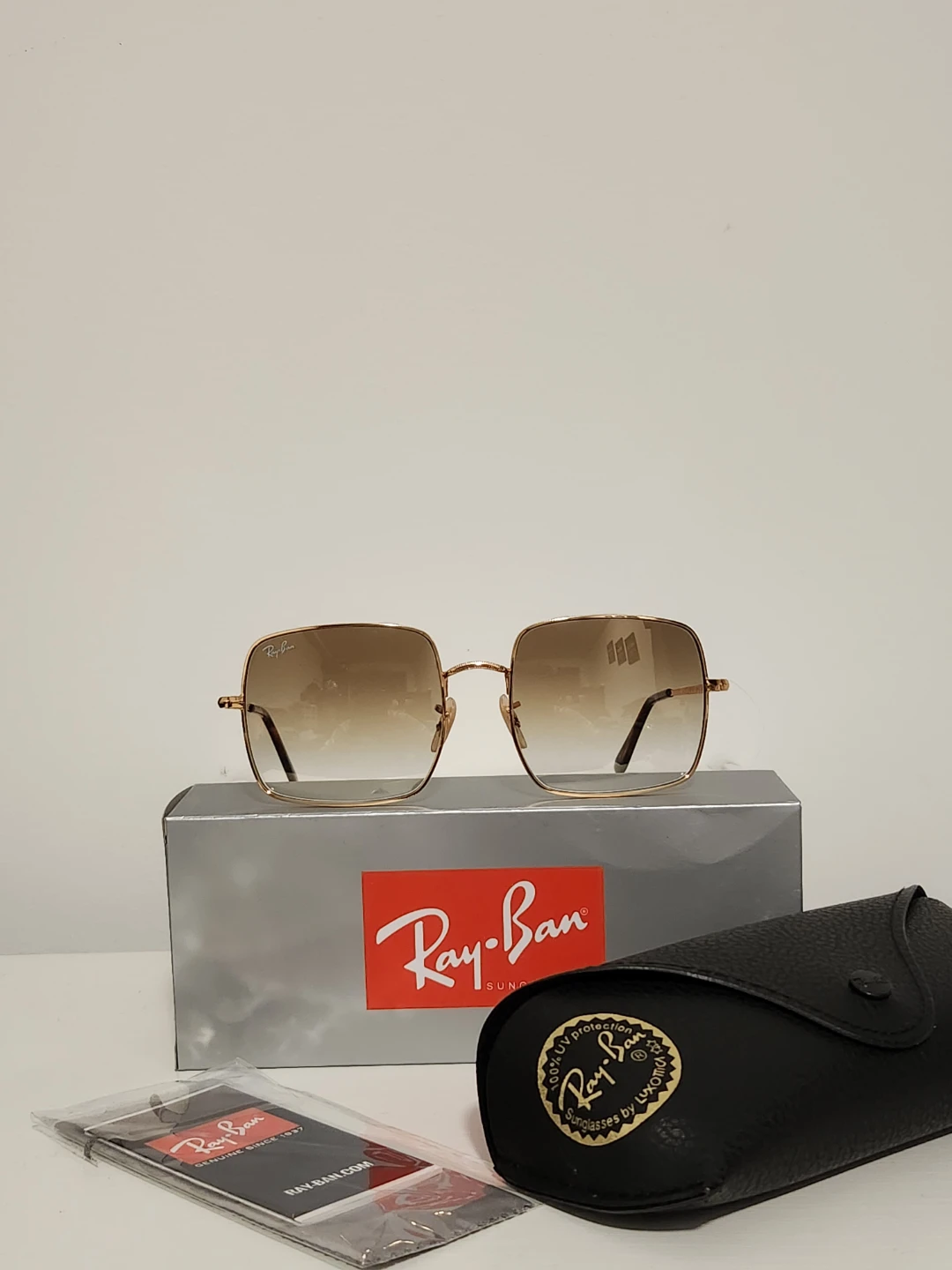 Ray-Ban RB1971 Square Gold NEW Full Set - photo 2