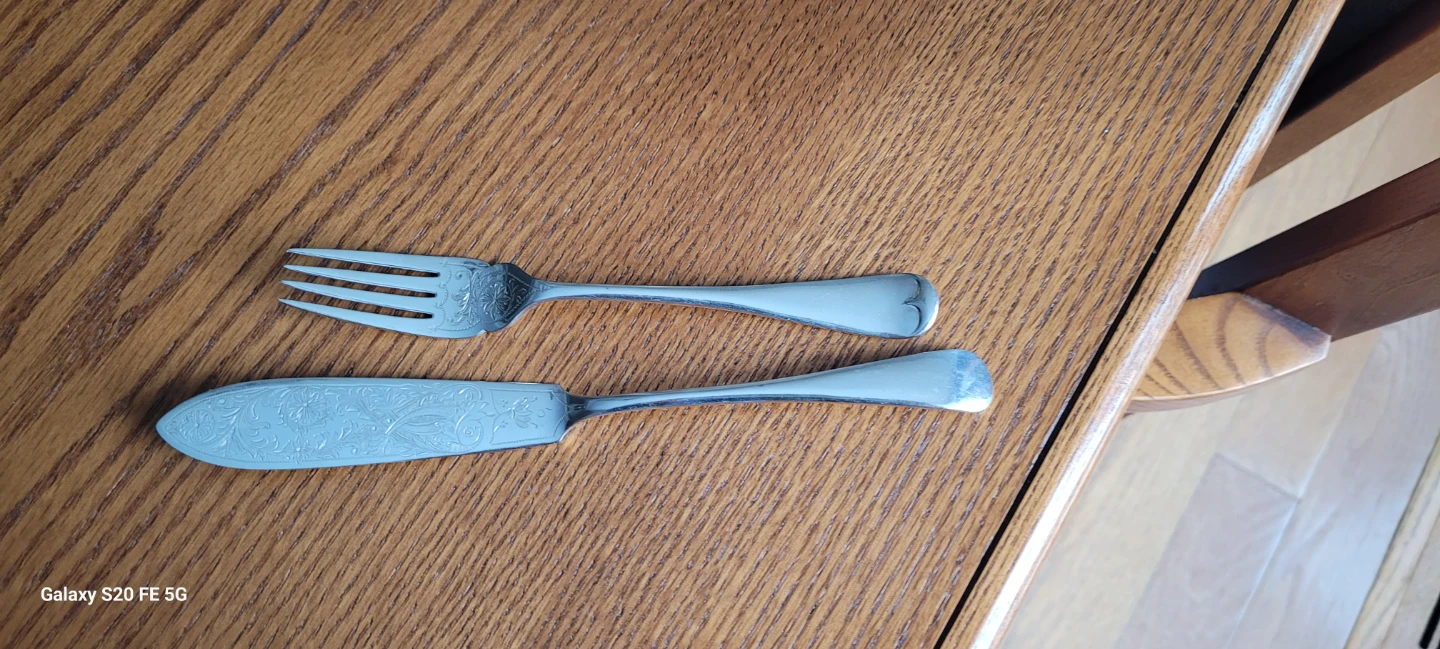 Set of 4  ornate fish knives and forks