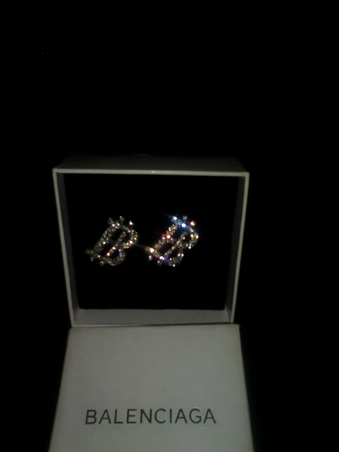Balenciaga "B" Logo Crystal Earrings