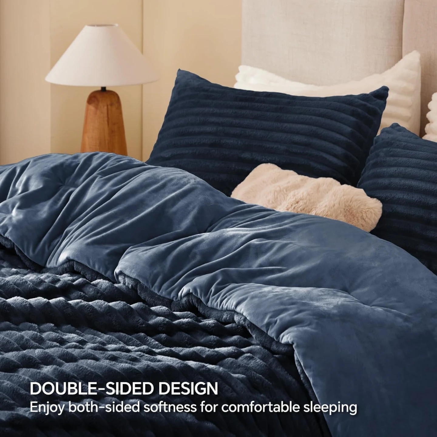 BEDELITE Fleece Queen Comforter Set-NAVY -Super Soft & Warm - photo 3