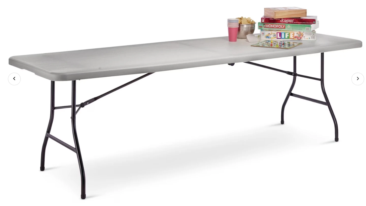 8 ft Portable Folding Table with handle,  White - photo 2