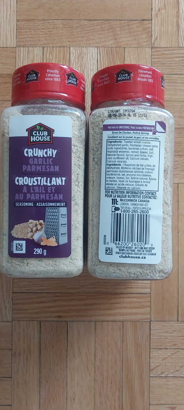 Club House Crunchy Garlic Parmesan Seasoning 290g