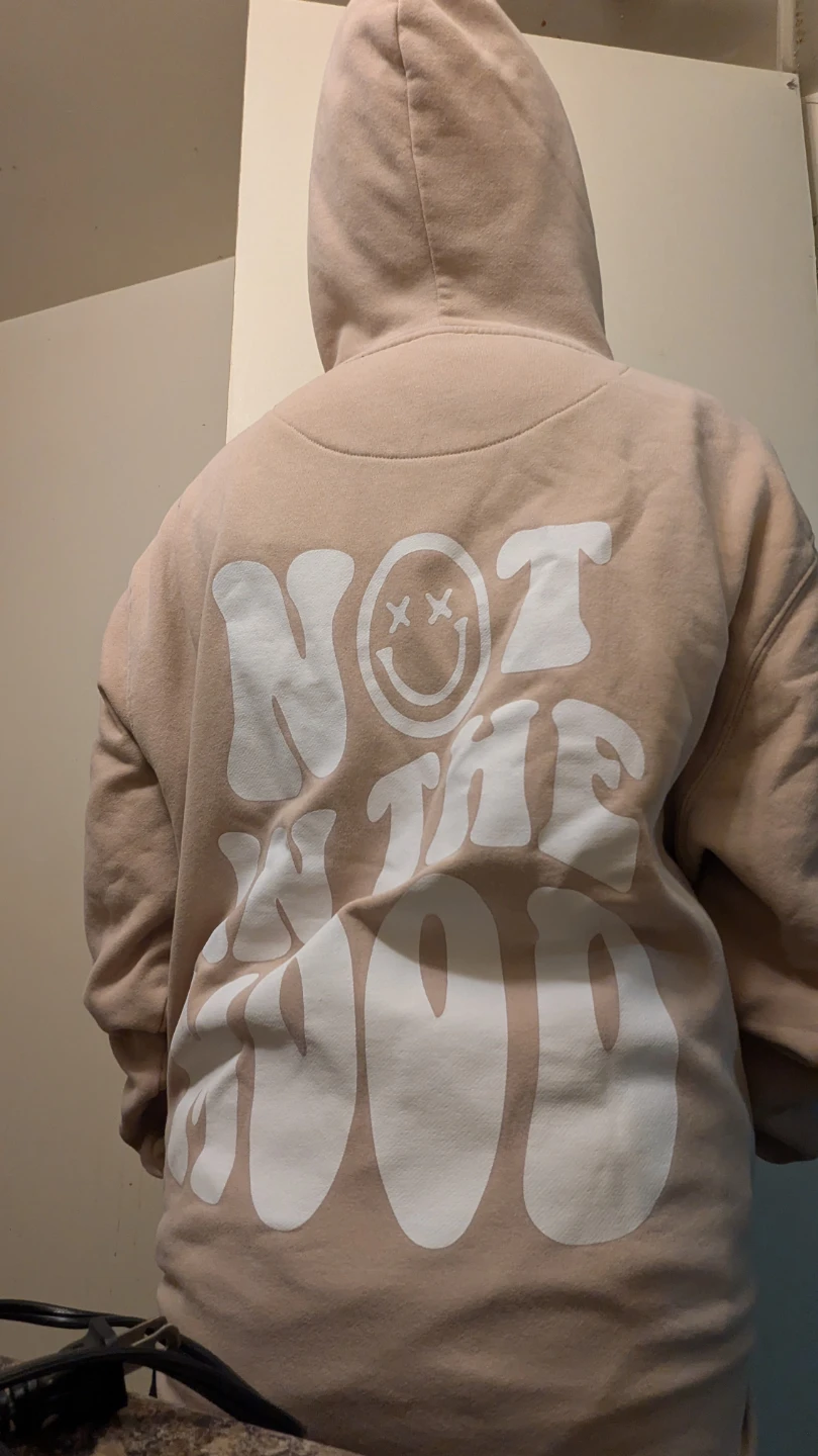 Beige Hoodie with "Not The Mood" Graphic