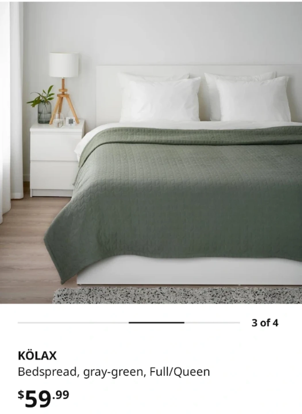 IKEA KÖLAX Bedspread Gray-Green Full/Queen